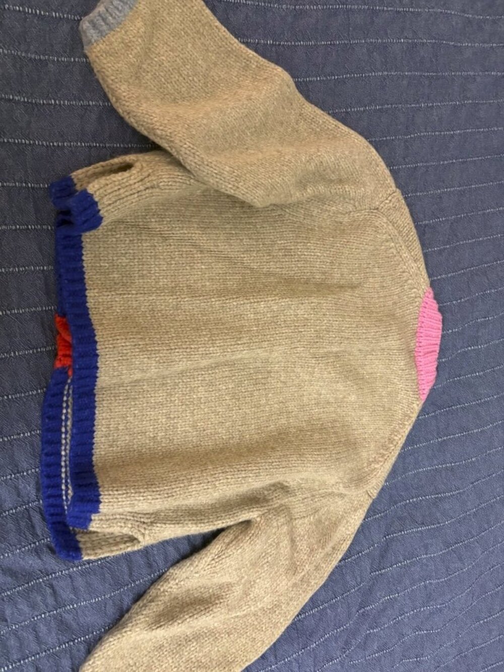 Sheba Cardigan Sweater- Oatmeal Colorblock Nikki Chasin Size Small - Picture 4 of 4
